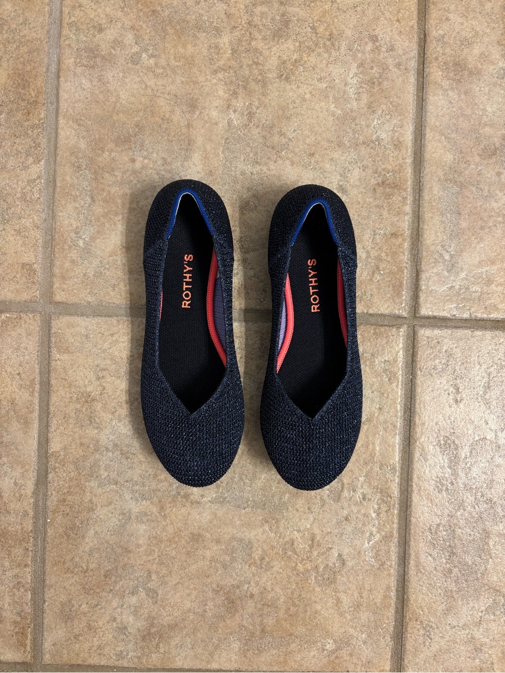 Metallic Blue and Black Ballet Flats sz 9